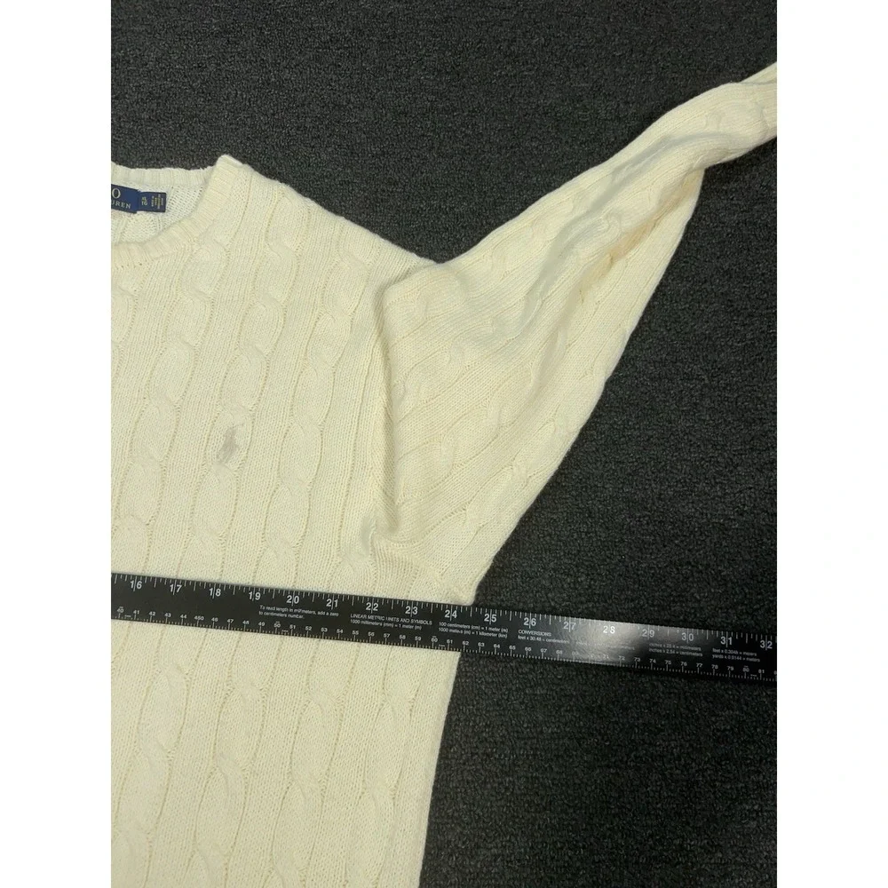 Polo Ralph Lauren Cable Knit Sweater Men's XL Cream Ivory Preppy Crewneck Pony